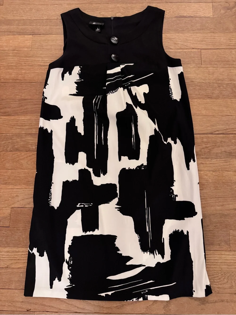 A.B. Studio Women's Black White Knee Length Shift Dress - Size 8  b94